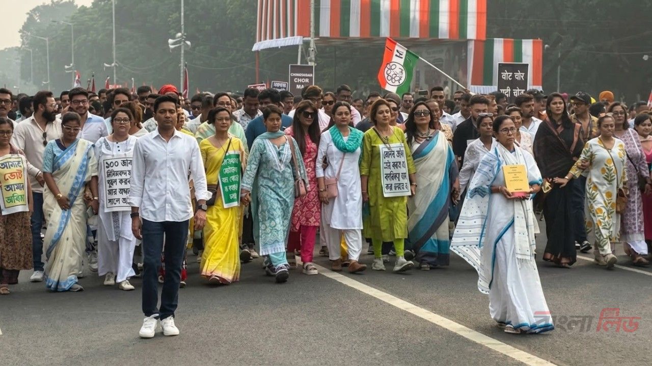 দিল্লির পর কলকাতায় তৃণমূলের বড় বি'ক্ষোভ মি'ছিল